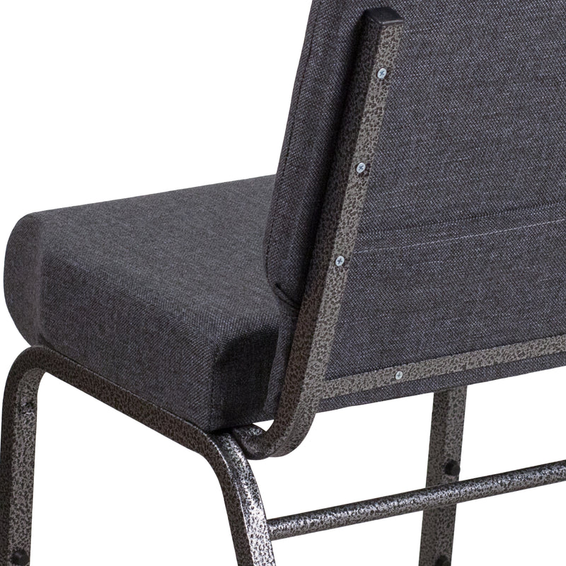 SINGLEWAVE Series 21''W Church Chair in Dark Gray Fabric - Silver Vein Frame