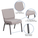 SINGLEWAVE Series 21''W Church Chair in Gray Dot Fabric with Book Rack - Silver Vein Frame