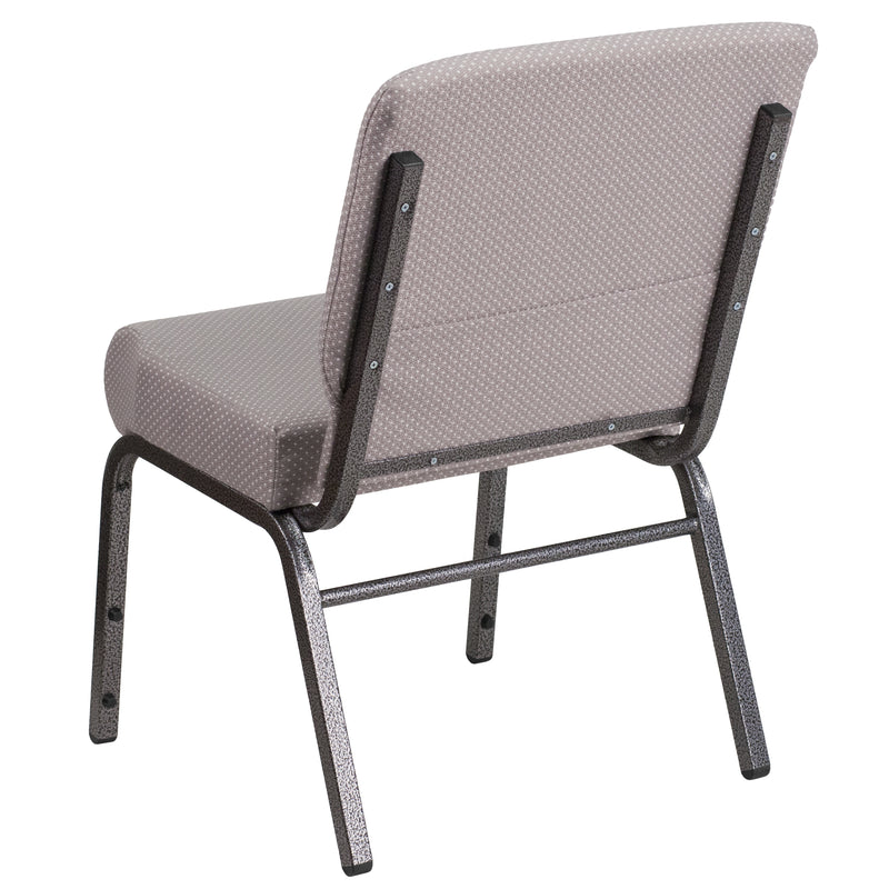 SINGLEWAVE Series 21''W Church Chair in Gray Dot Fabric - Silver Vein Frame