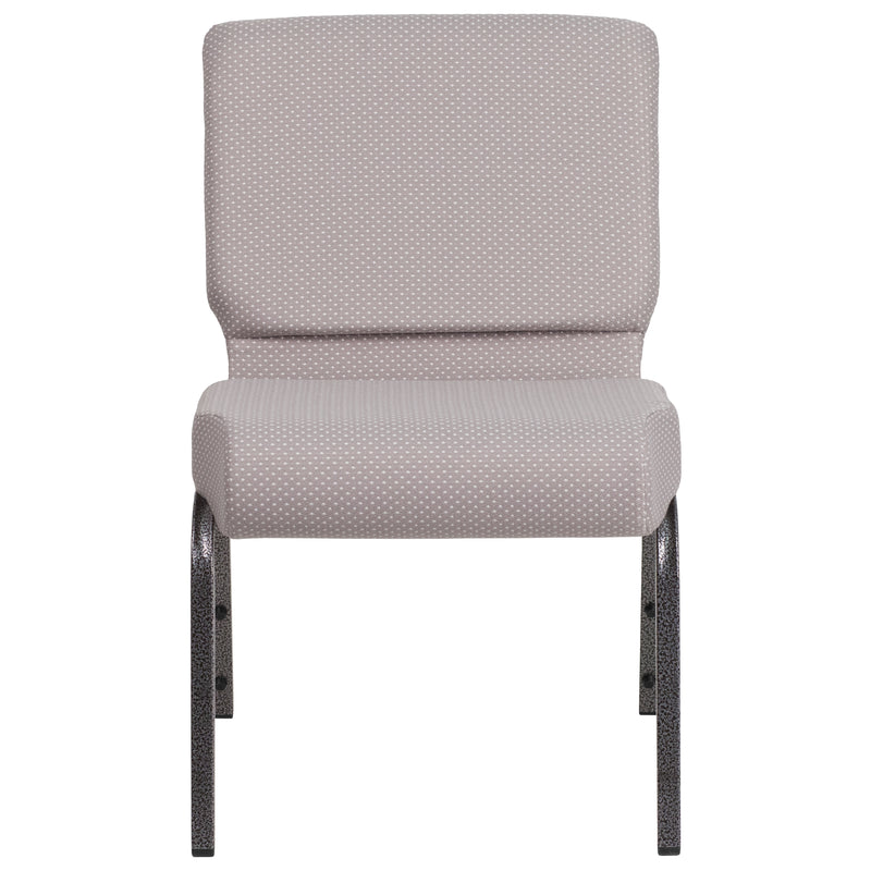 SINGLEWAVE Series 21''W Church Chair in Gray Dot Fabric - Silver Vein Frame