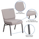 SINGLEWAVE Series 21''W Church Chair in Gray Dot Fabric - Silver Vein Frame