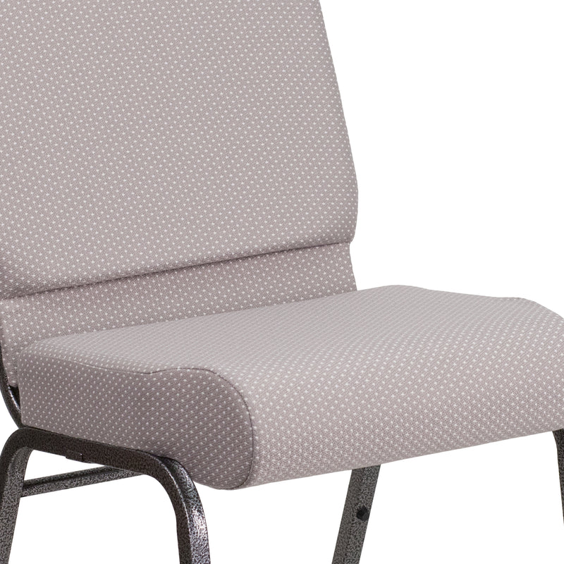 SINGLEWAVE Series 21''W Church Chair in Gray Dot Fabric - Silver Vein Frame