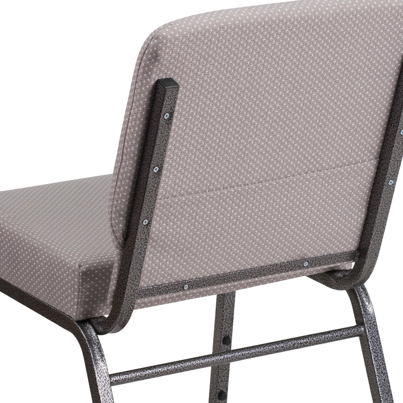 SINGLEWAVE Series 21''W Church Chair in Gray Dot Fabric - Silver Vein Frame