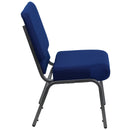 SINGLEWAVE Series 21''W Stacking Church Chair in Navy Blue Fabric - Silver Vein Frame