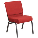 SINGLEWAVE Series 21''W Stacking Church Chair in Crimson Fabric - Silver Vein Frame