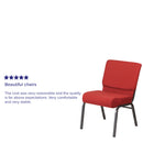 SINGLEWAVE Series 21''W Stacking Church Chair in Crimson Fabric - Silver Vein Frame
