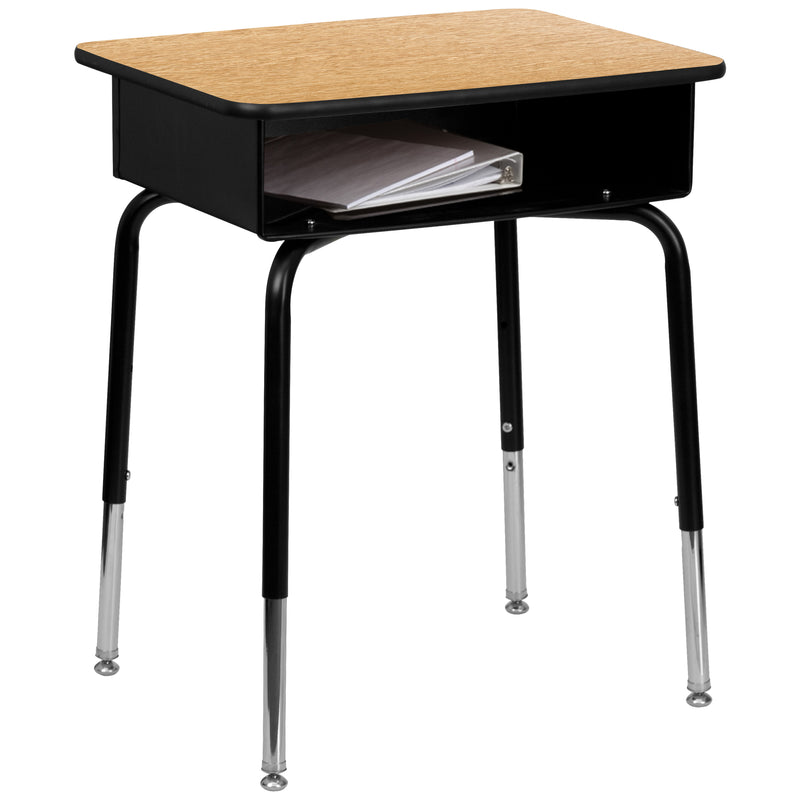 Student Desk with Open Front Metal Book Box - Natural