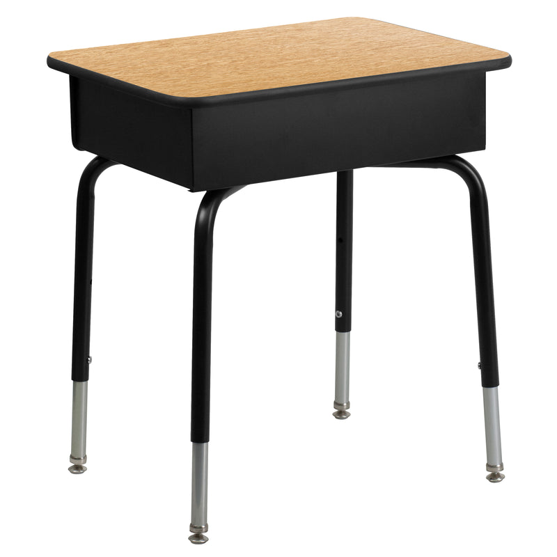 Student Desk with Open Front Metal Book Box - Natural