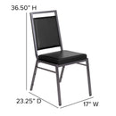 SINGLEWAVE Series Square Back Stacking Banquet Chair in Black Vinyl with Silvervein Frame