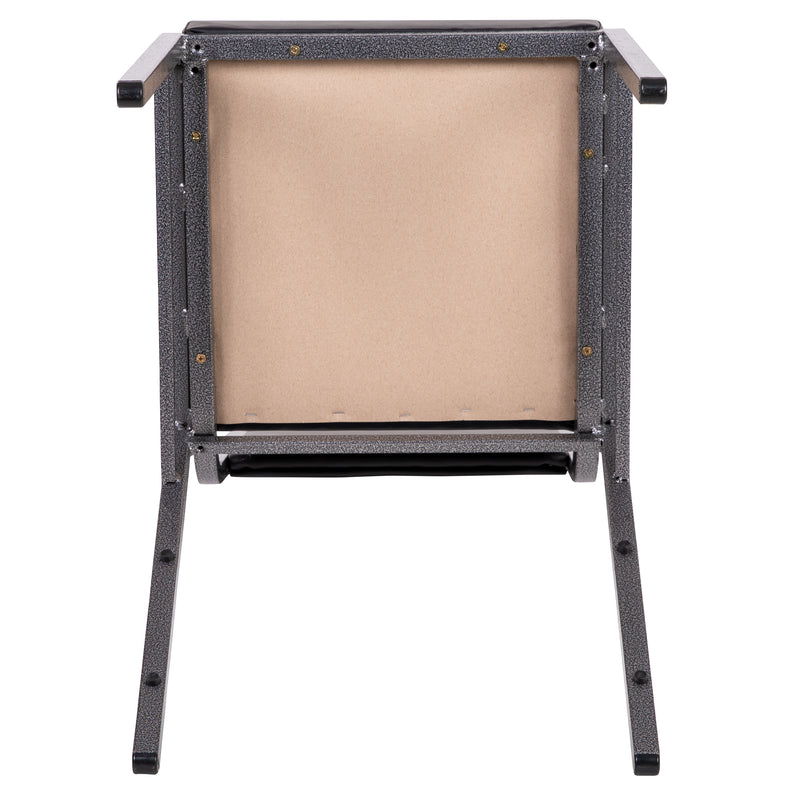 SINGLEWAVE Series Square Back Stacking Banquet Chair in Black Vinyl with Silvervein Frame