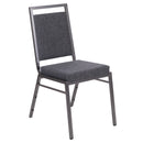 SINGLEWAVE Series Square Back Stacking Banquet Chair in Dark Gray Fabric with Silvervein Frame