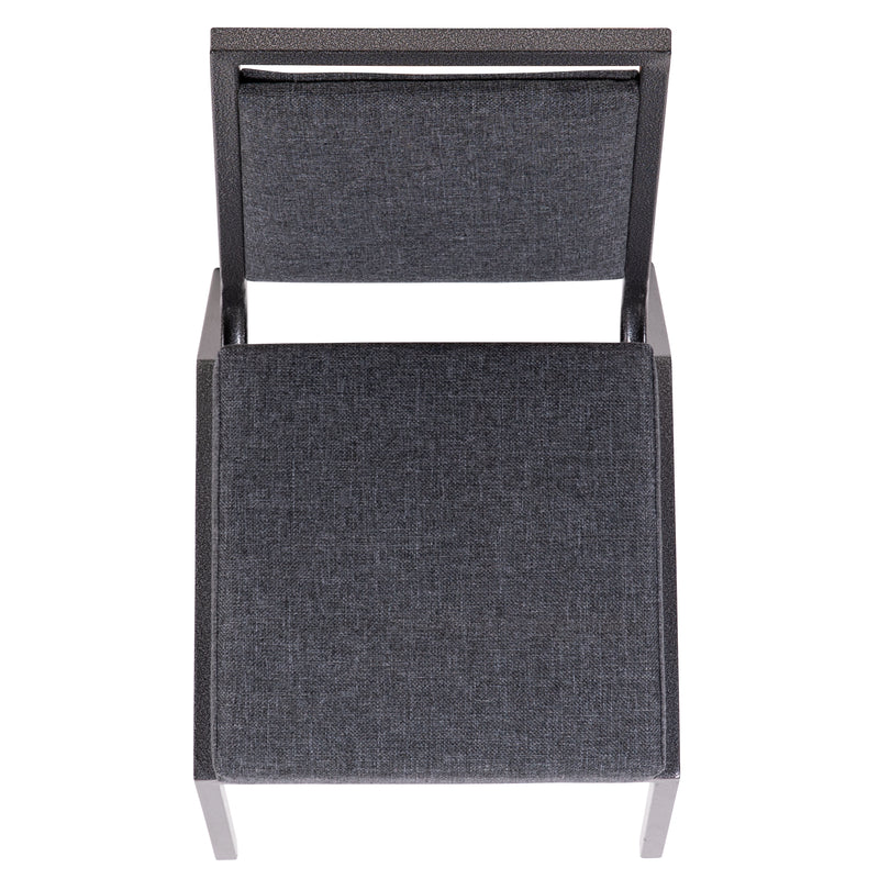 SINGLEWAVE Series Square Back Stacking Banquet Chair in Dark Gray Fabric with Silvervein Frame