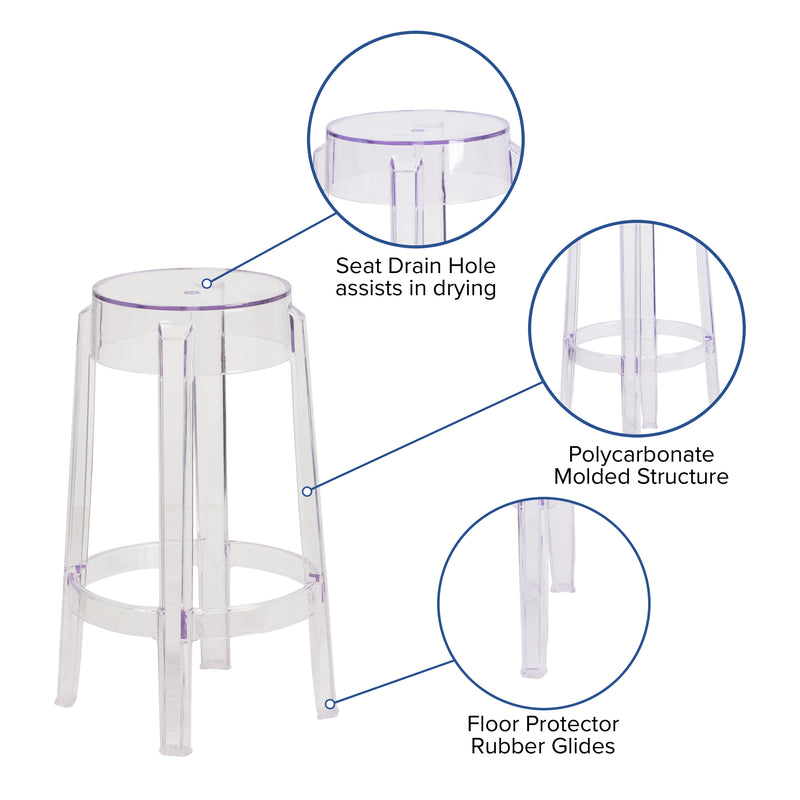 25.75'' High Transparent Counter Height Stool