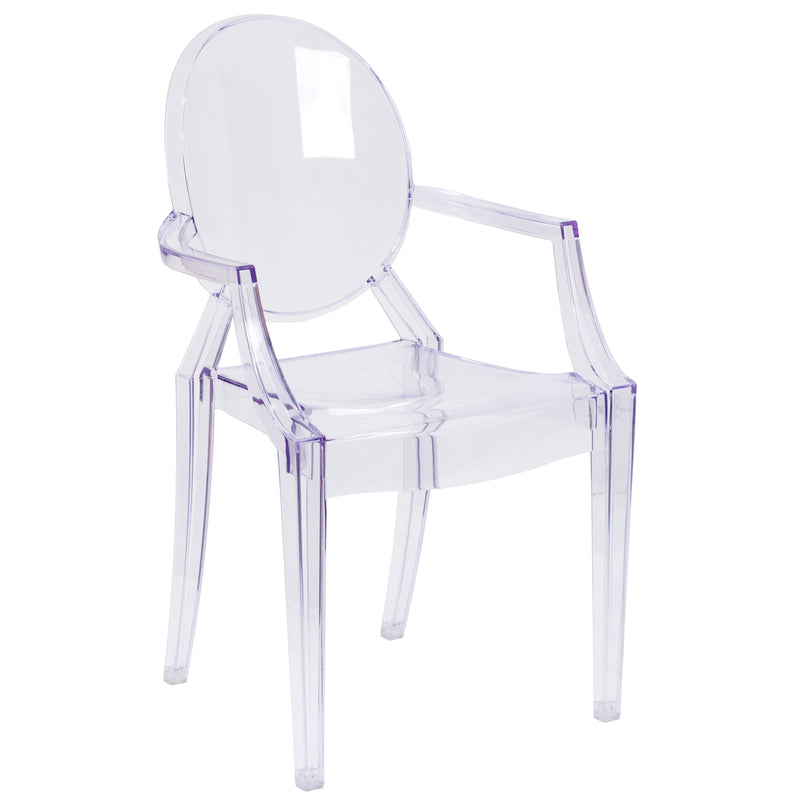 Ghost Chair with Arms in Transparent Crystal