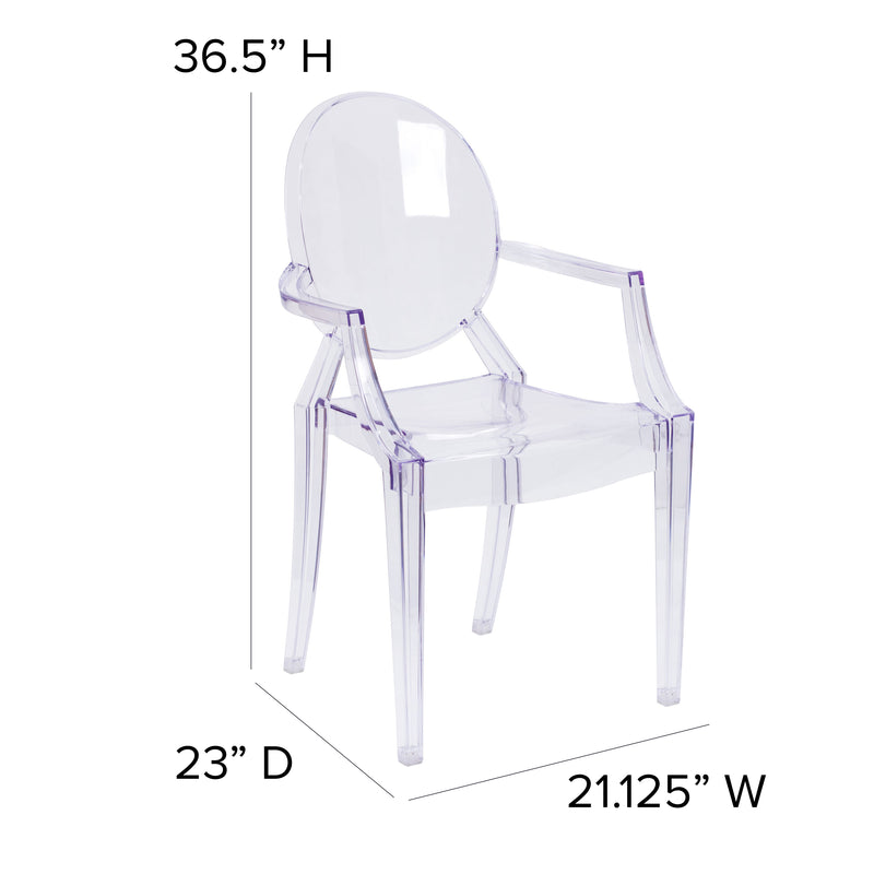 Ghost Chair with Arms in Transparent Crystal