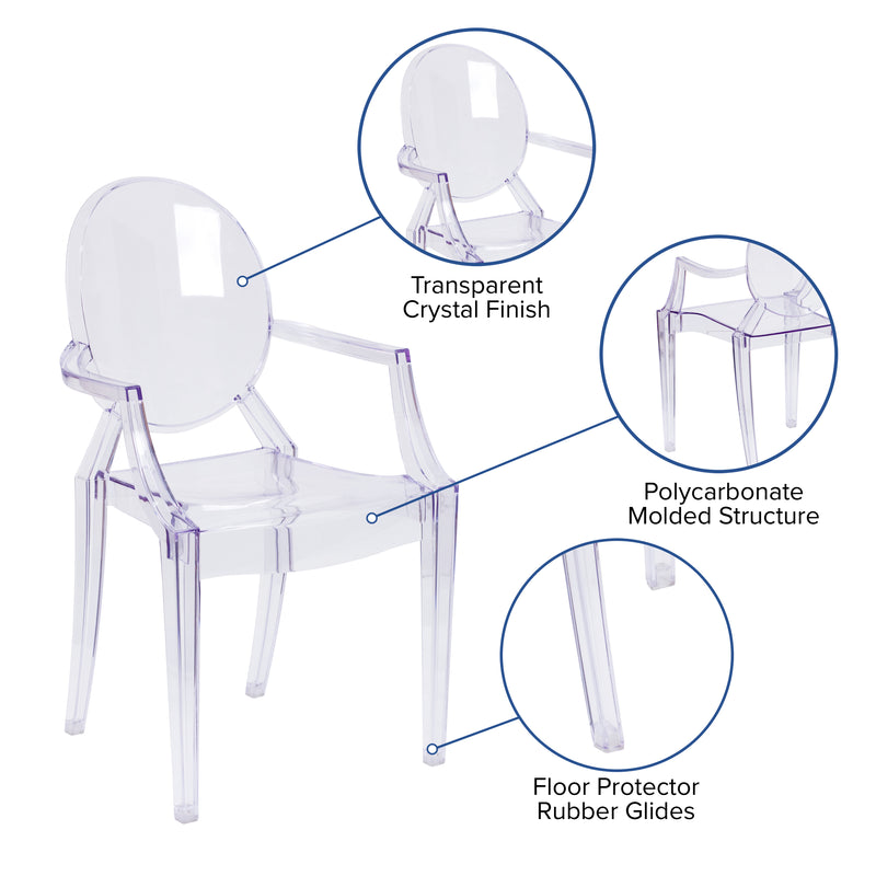 Ghost Chair with Arms in Transparent Crystal