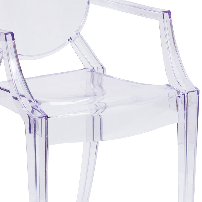 Ghost Chair with Arms in Transparent Crystal