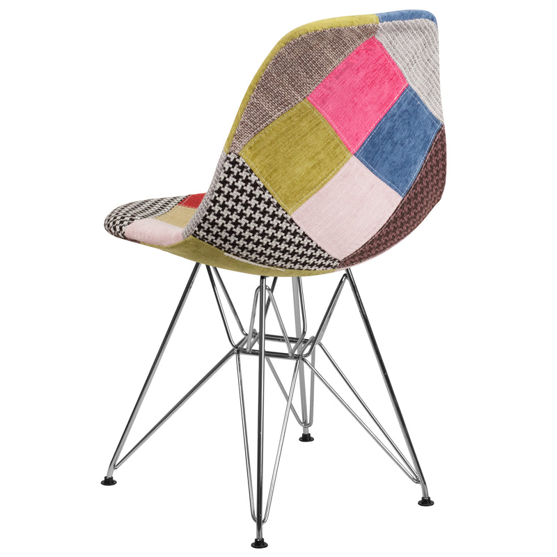 Elon Series Milan Patchwork Fabric Chair with Chrome Base