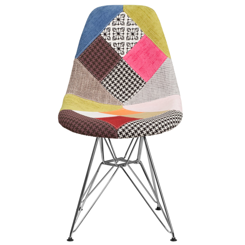 Elon Series Milan Patchwork Fabric Chair with Chrome Base