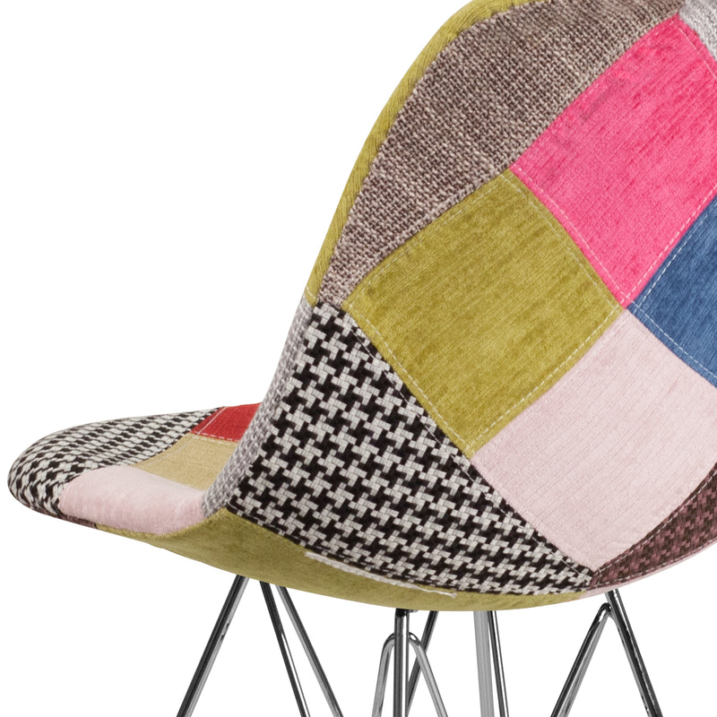 Elon Series Milan Patchwork Fabric Chair with Chrome Base