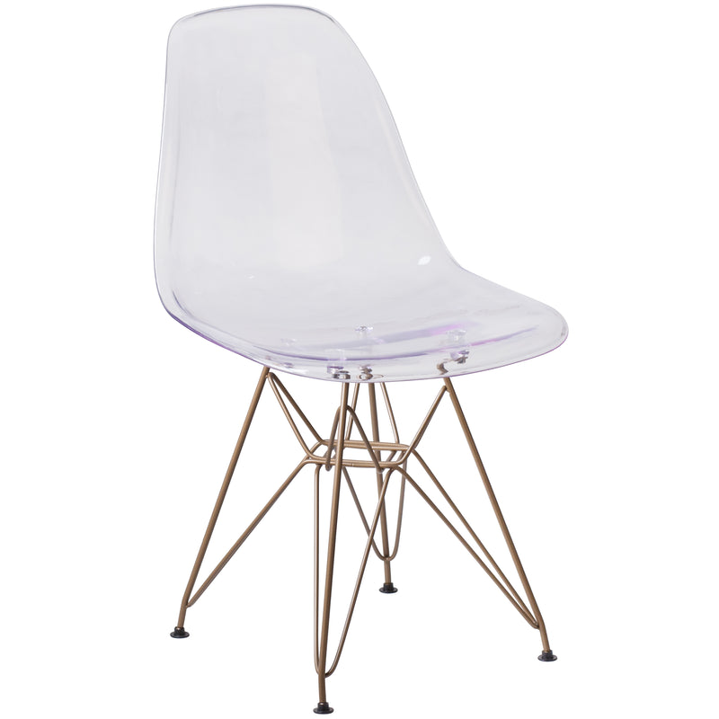 Elon Series Ghost Chair with Gold Metal Base