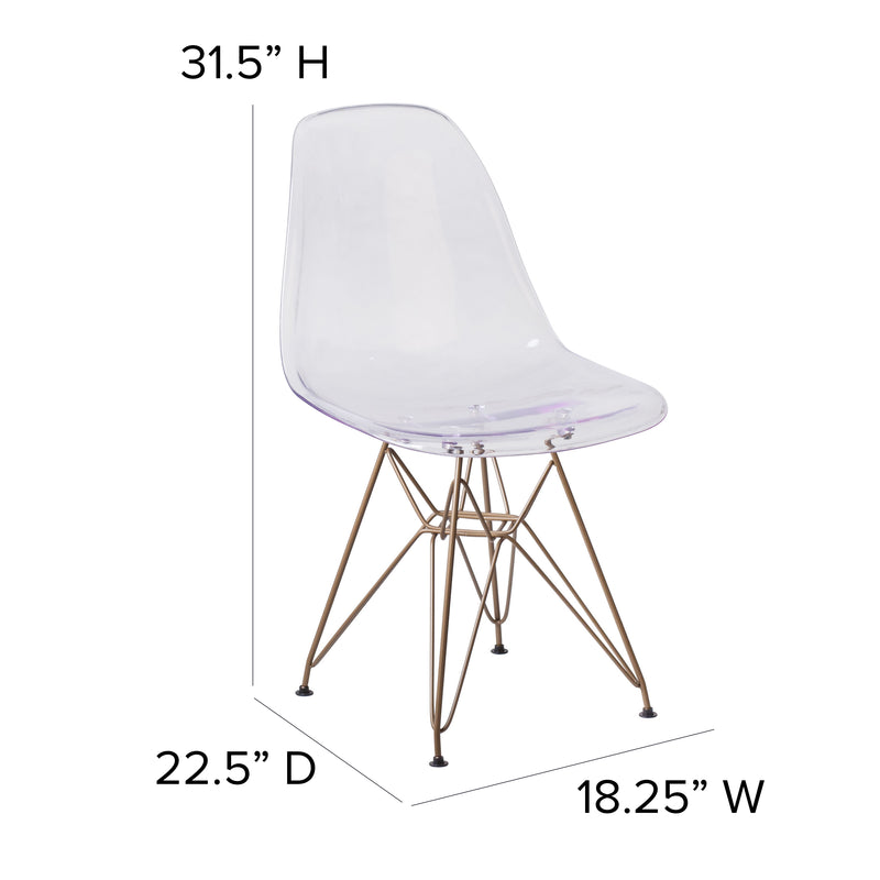 Elon Series Ghost Chair with Gold Metal Base