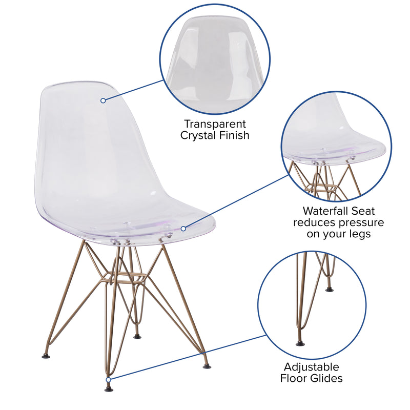 Elon Series Ghost Chair with Gold Metal Base