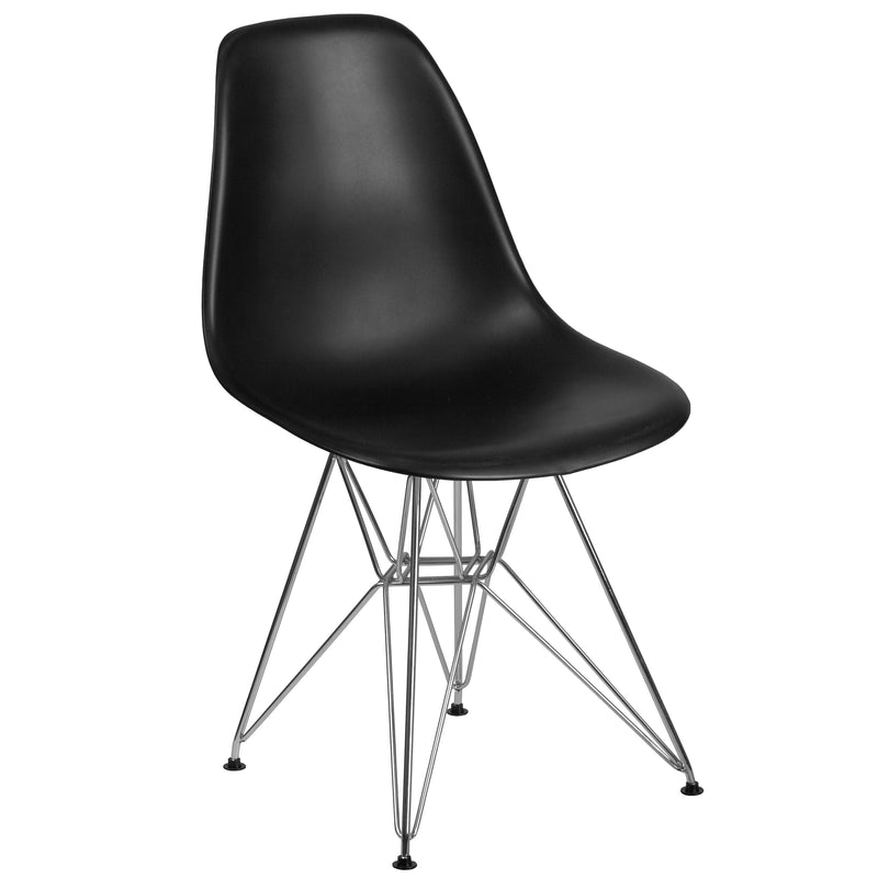 Elon Series Black Plastic Chair with Chrome Base