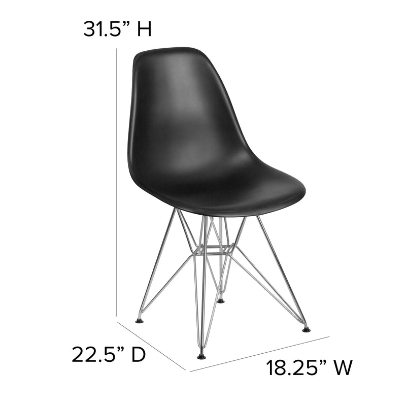 Elon Series Black Plastic Chair with Chrome Base