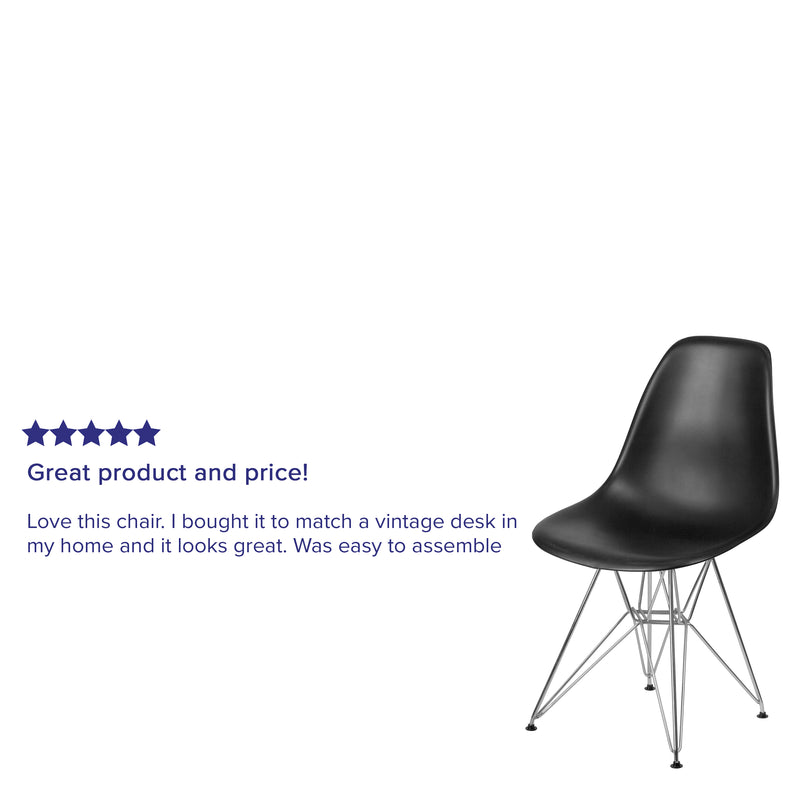 Elon Series Black Plastic Chair with Chrome Base