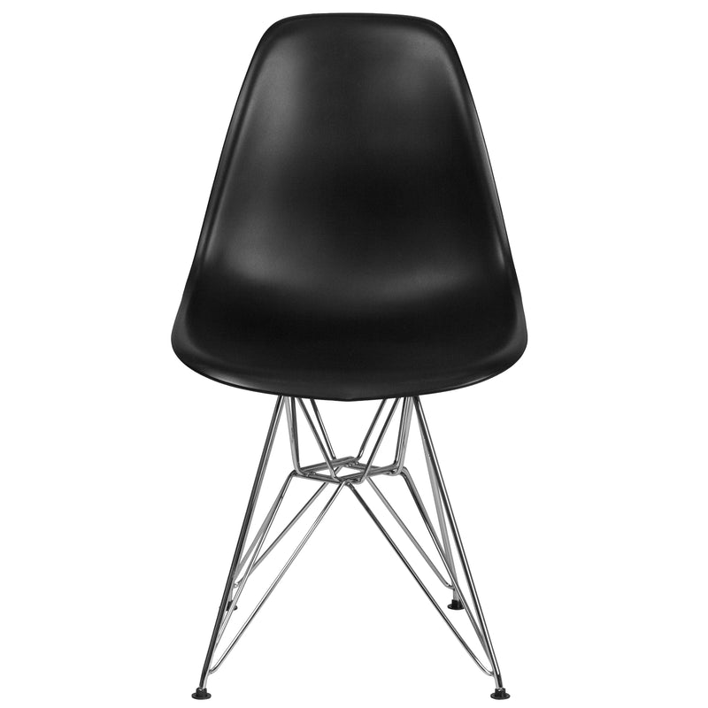 Elon Series Black Plastic Chair with Chrome Base