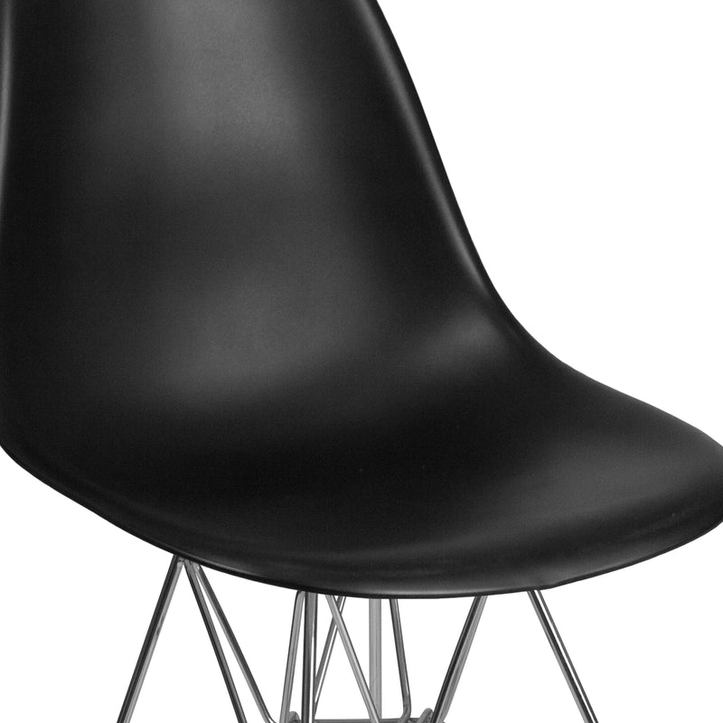 Elon Series Black Plastic Chair with Chrome Base