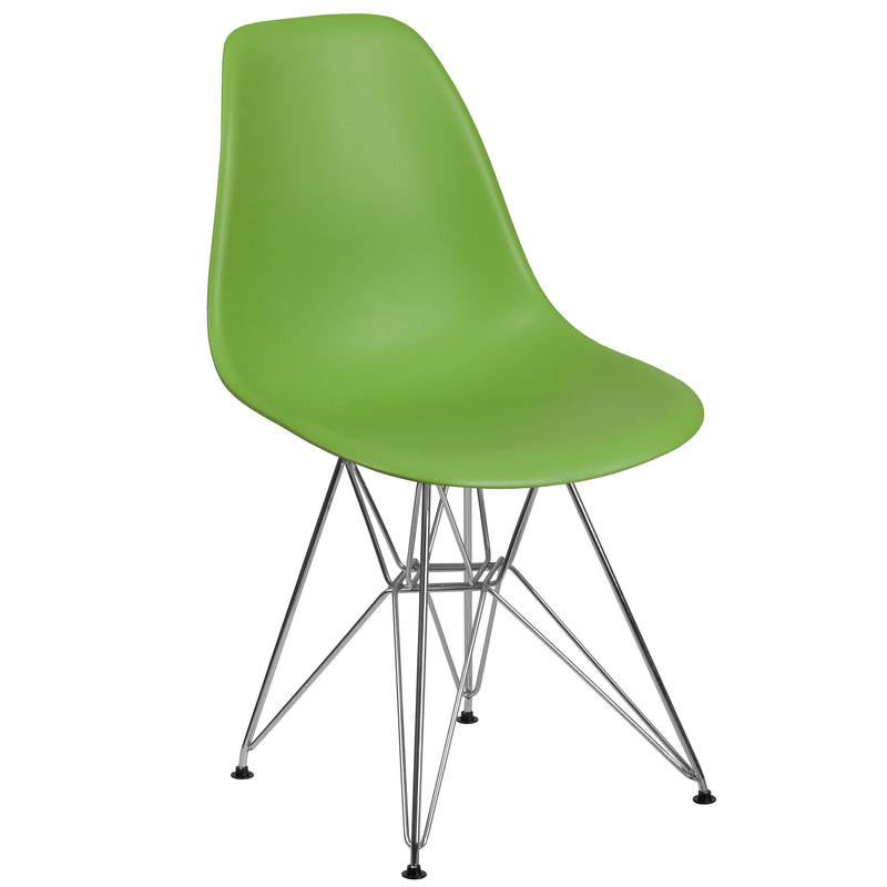 Elon Series Green Plastic Chair with Chrome Base