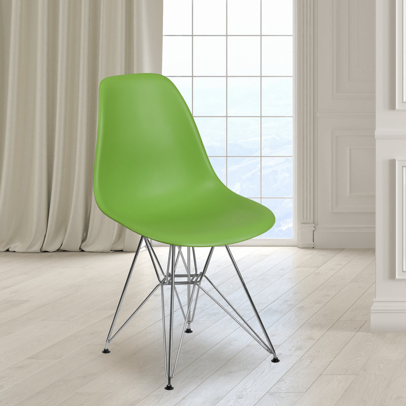 Elon Series Green Plastic Chair with Chrome Base