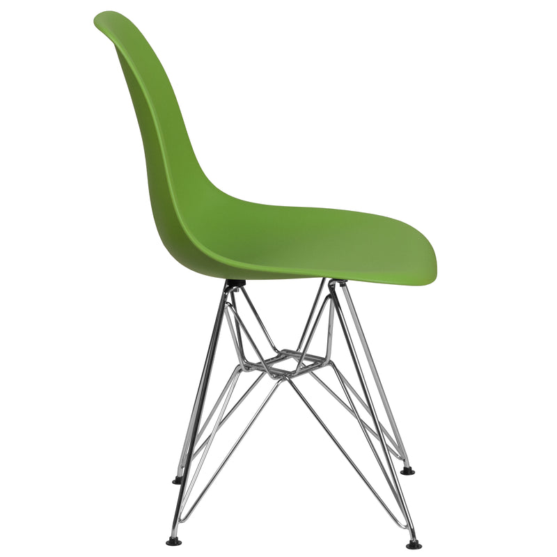 Elon Series Green Plastic Chair with Chrome Base