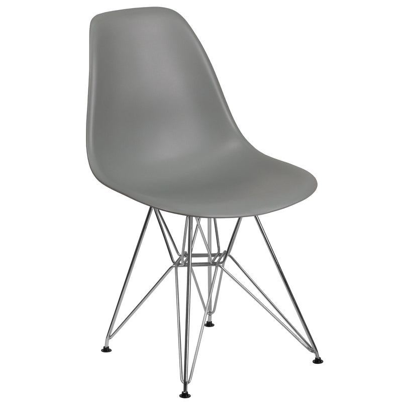 Elon Series Moss Gray Plastic Chair with Chrome Base