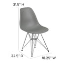 Elon Series Moss Gray Plastic Chair with Chrome Base