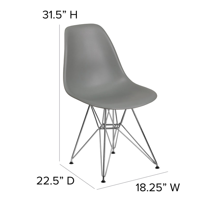 Elon Series Moss Gray Plastic Chair with Chrome Base