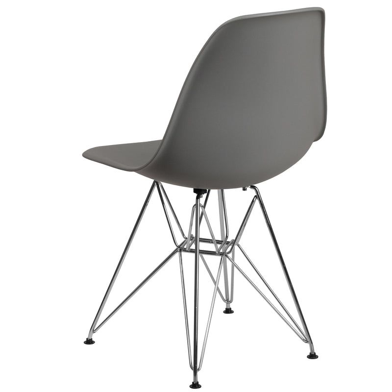 Elon Series Moss Gray Plastic Chair with Chrome Base