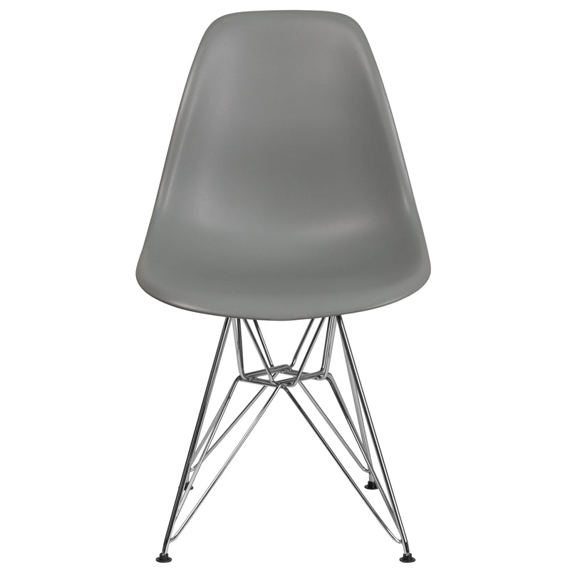 Elon Series Moss Gray Plastic Chair with Chrome Base