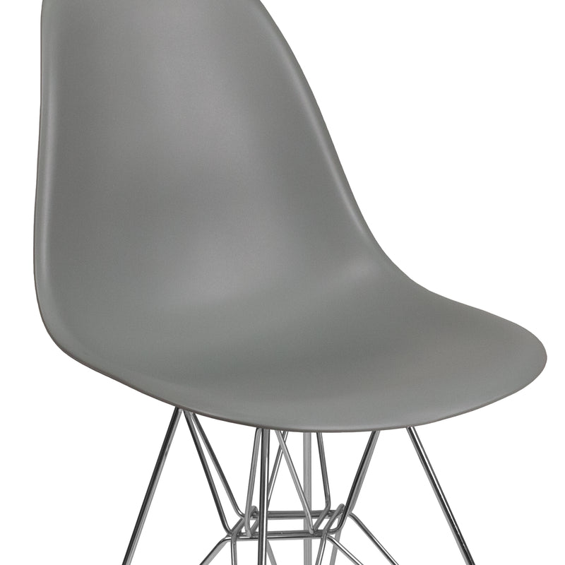 Elon Series Moss Gray Plastic Chair with Chrome Base