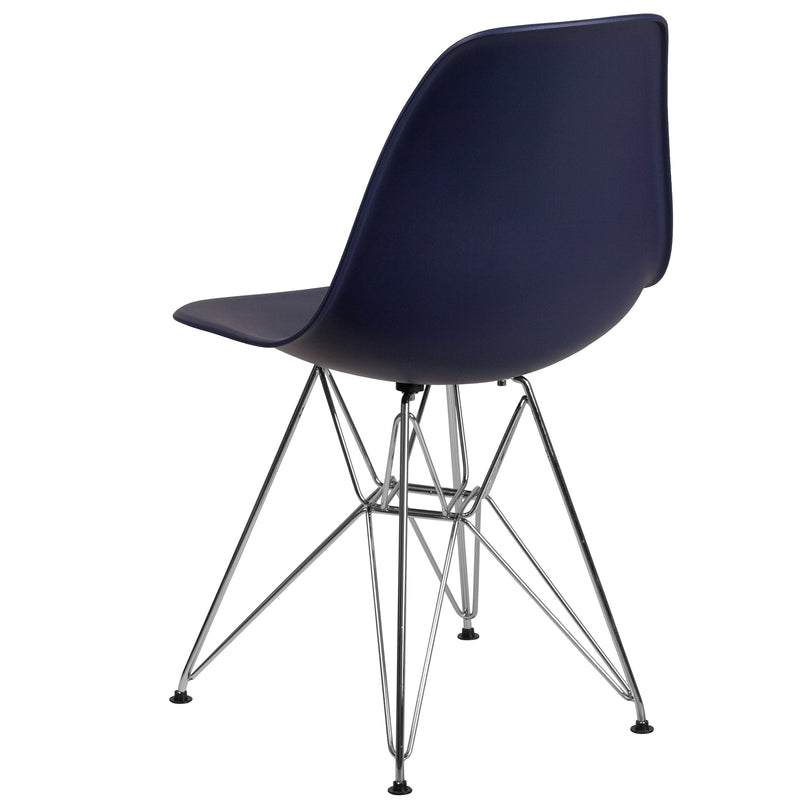 Elon Series Navy Plastic Chair with Chrome Base