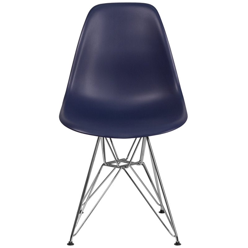 Elon Series Navy Plastic Chair with Chrome Base