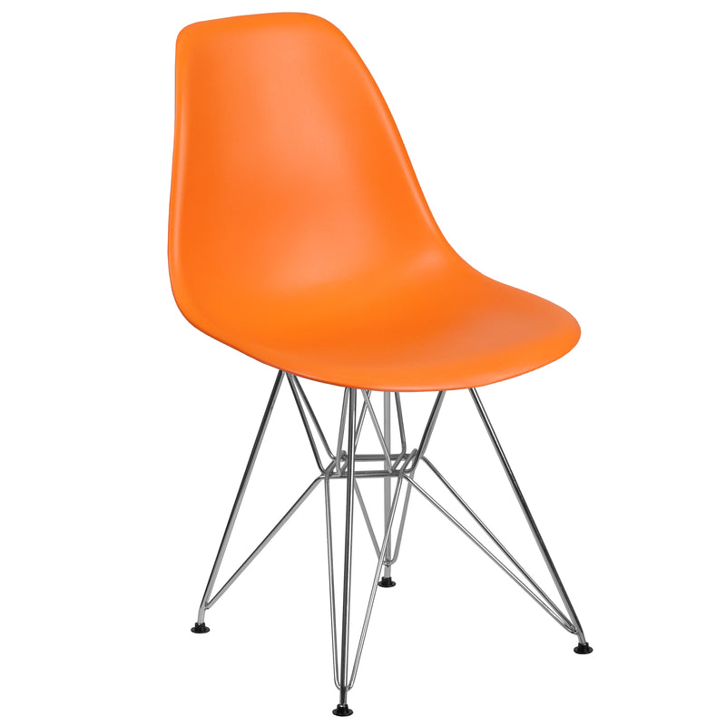 Elon Series Orange Plastic Chair with Chrome Base