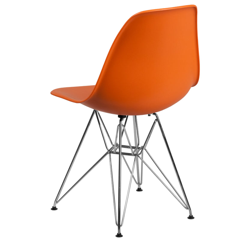 Elon Series Orange Plastic Chair with Chrome Base