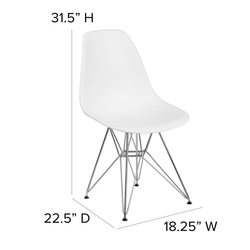 Elon Series White Plastic Chair with Chrome Base