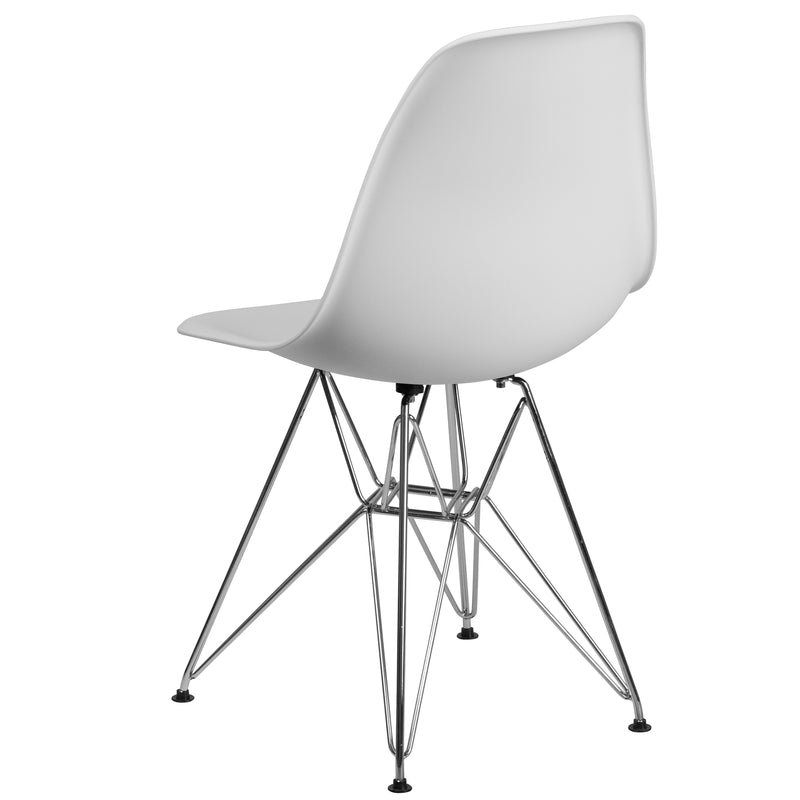 Elon Series White Plastic Chair with Chrome Base