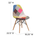 Elon Series Milan Patchwork Fabric Chair with Wooden Legs