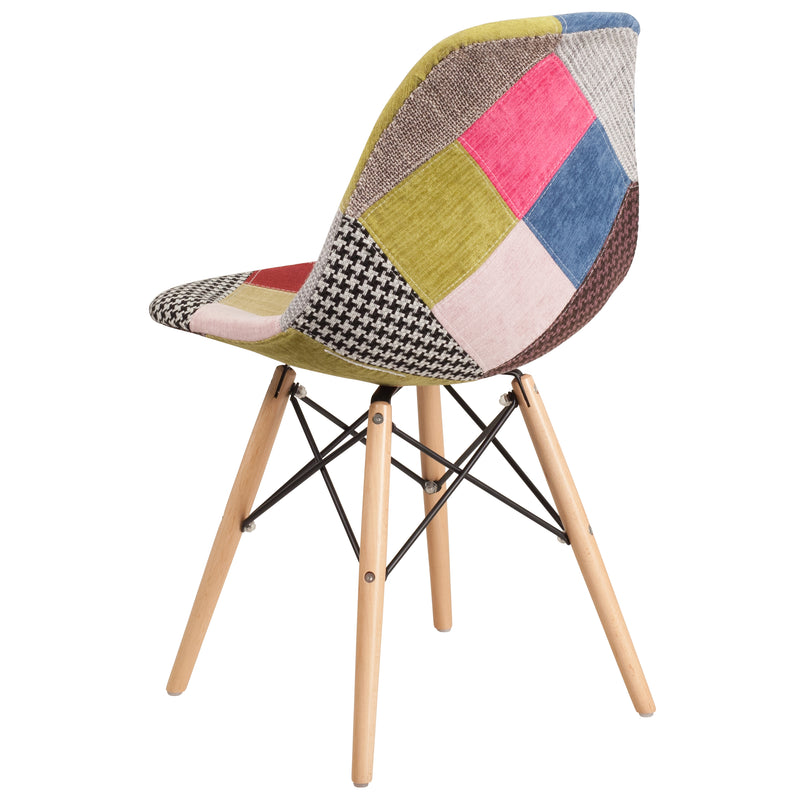 Elon Series Milan Patchwork Fabric Chair with Wooden Legs