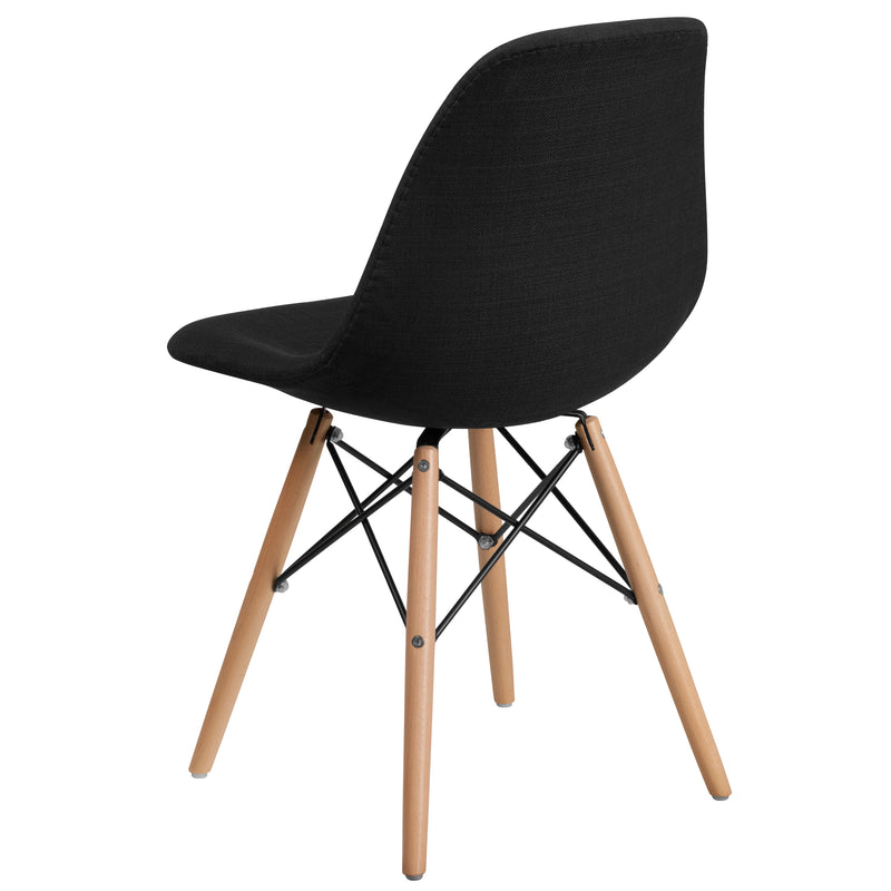 Elon Series Genoa Black Fabric Chair with Wooden Legs